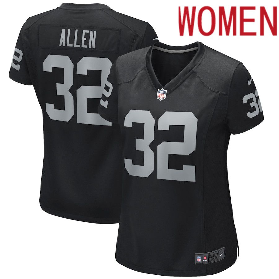 Women Oakland Raiders #32 Marcus Allen Nike Black Game Retired Player NFL Jersey
